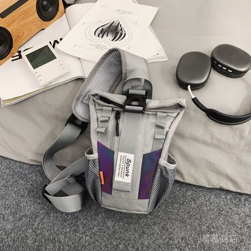 ✨可開發票#男生斜挎包潮牌日係大容量胸包男款機能工裝單肩包休閒運動小背包#免運