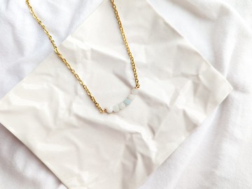 ||木織金||噴砂亞馬遜石/天河石鎖骨鍊