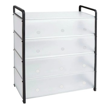 居家達人 簡易DIY五層收納防塵鞋架 寬60cm-89cm 白色 透明  1個