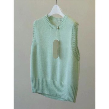 墻裂推薦！韓系小清新~薄荷綠色針織馬甲疊穿女春款背心圓領百搭