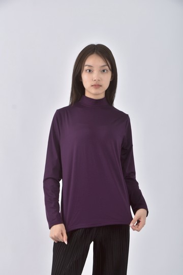 (M) 質感高領紫色長袖上衣
