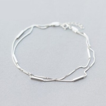 925純銀腳鍊銀飾-簡約一字圓棍造型生日情人節禮物女飾品73do10【獨家進口】【米蘭精品】