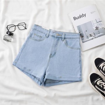 淺色高腰牛仔女牛仔短褲女夏2024新款潮ins熱褲