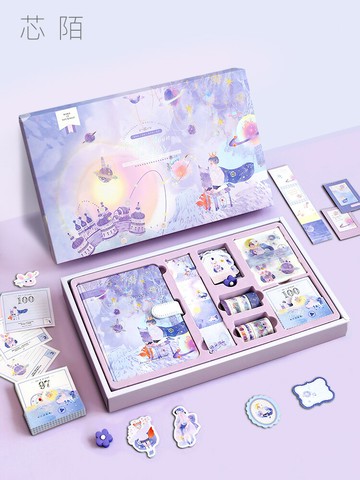 網紅手賬本工具材料全套裝簡約ins風手賬本可愛日系超萌少女心小仙女學生抖音同款手帳本禮盒日記筆記本子