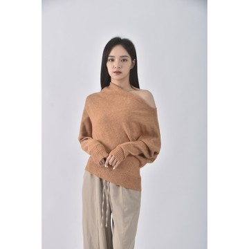 (XL) sister market韓牌斜肩棕色長袖上衣二手衣