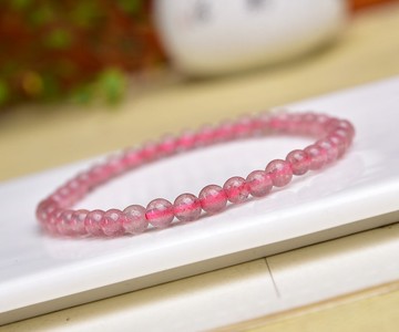 天然草莓晶圓珠手鏈 光度亮麗 水汪汪的