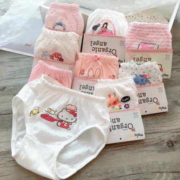 兒童內褲女寶寶純棉三角褲100%全棉1-3-5歲小女孩公主短褲面包褲