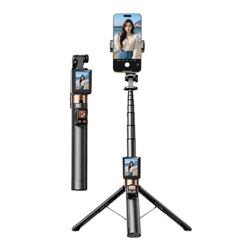 is-cl07 投影自拍棒後置自拍神器(170公分拉伸/腳架穩固不晃/2吋螢幕/藍芽連線/vlog)
