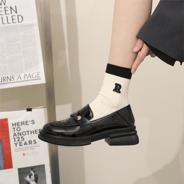 伯爵貓真皮厚底小皮鞋女英倫風2025春秋新款一腳蹬百搭樂福鞋單鞋