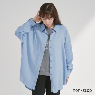 non-stop 隨性風衣式寬鬆長版襯衫-2色