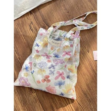 5381 小清新溫柔風仙女雪紡帆布包郁金香女單肩背心包大容量手提