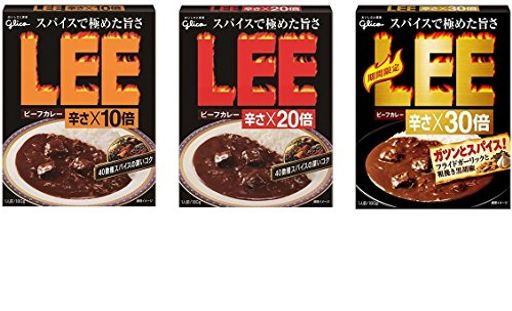 江崎グリコ 激辛ビーフカレー『 LEE（リー）辛さ10倍 20倍 30倍 』食べ比べセット