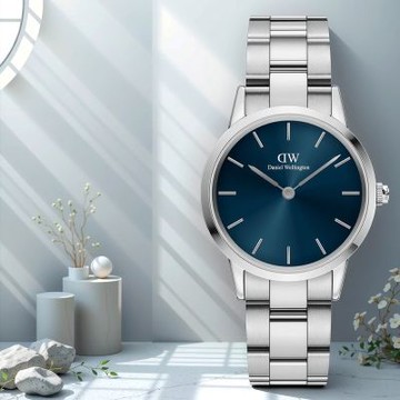Daniel Wellington DW 女錶-36mm Iconic Link Arctic 極簡美學手錶 新春換新 送禮首選-銀框x藍面 DW00100458