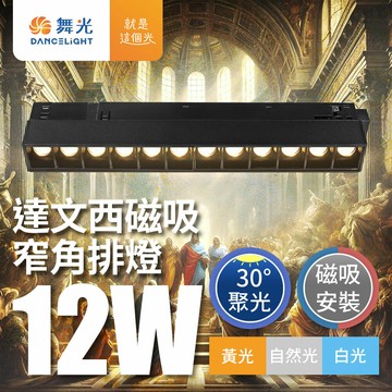 【DanceLight 舞光】12W達文西 LED磁吸軌道燈 投射燈 窄角30度排燈 2年保固(白光/黃光/自然光) 需另購驅動器【APP滿額下單10%點數(單一帳號最高5000點)】1/31止