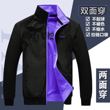 雙面夾克男潮春秋款青年帥氣寬松百搭初秋針織運動休閑兩面穿外套