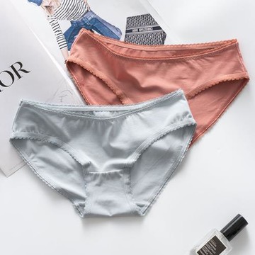 內褲女純棉少女舒適底褲頭日系莫蘭迪色系女士低腰三角褲黑色大碼