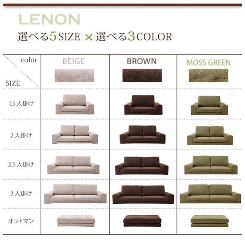 単品〕足置き（オットマン）〔LENON〕モスグリーン カバーリングフロアソファ〔LENON〕レノン オットマン | LINEブランドカタログ