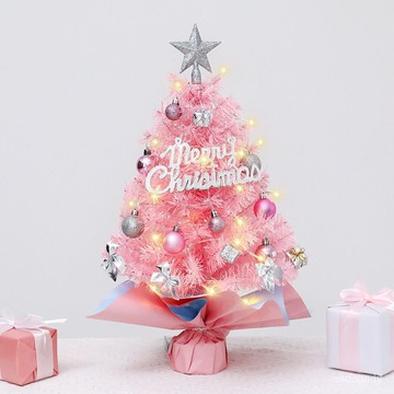新款迷你聖誕樹套餐45cm/60cm粉色桌麵擺件聖誕節裝飾品