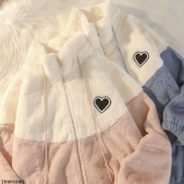 秋冬加絨加厚外套女寬鬆百搭羊羔毛皮毛一體棉服大衣潮