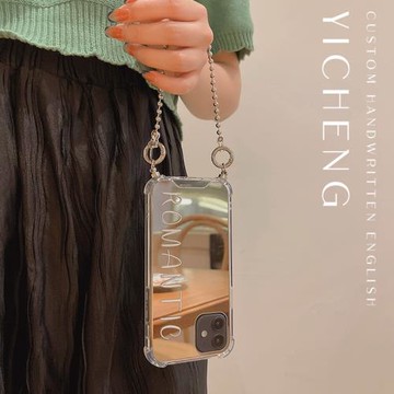 亦橙原創蘋果12手機殼手提鏈條鏡面適用iphone11高級感掛繩手腕手機殼大孔ins風12proamx潮新款ix防摔8plus女