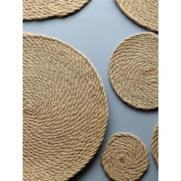 Fan home北歐風草編棉墊餐墊鍋墊杯墊亞麻圓形家用隔熱墊碗墊茶墊