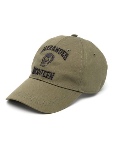 Alexander McQueen - embroidered-motif baseball cap - men - Cotton/Calf Leather/Cotton - M - Green