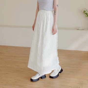 QUEENSHOP_ S 女裝 直條紋立體荷葉直筒長裙 兩色售 現+預 【03021578】