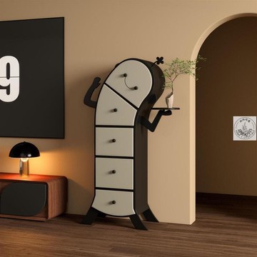 【店長推薦】可愛插邀機器人鬥櫃純實木客廳五鬥櫃電視櫃旁邊置物