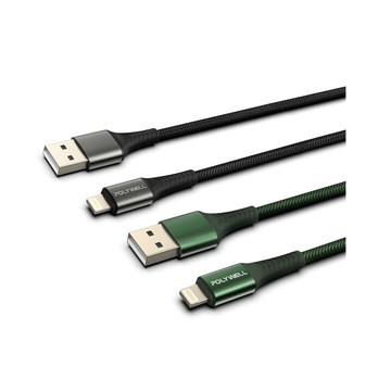 POLYWELL USB-A To Lightning 公對公 編織充電線 /50公分