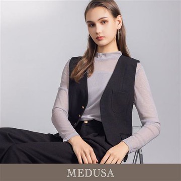 現貨【MEDUSA 曼度莎】俐落金釦西裝背心外套（M-XL）｜女西裝背心 正裝外搭