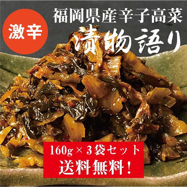 送料無料！イヌイの福岡県産辛子高菜「漬物語り」激辛3袋セット 160g×3袋セット