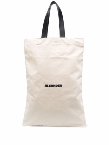 Jil Sander - logo-print tote bag - women - Cotton - One Size - Neutrals