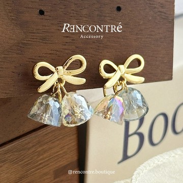 售完絕版‼️『現貨/韓國 冰雪藍鈴 蝴蝶結耳夾』Rencontre 無耳洞救星 夾式耳環 耳夾 蝴蝶結 聖誕節