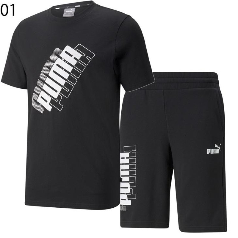 スポーツウェア 上下 メンズ セットアップ /プーマ PUMA Power LOGO 半袖Tシャツ ハーフパンツ/トレーニング ジム 上下組 男性  /849600-849525【pu22pd】 LINEショッピング