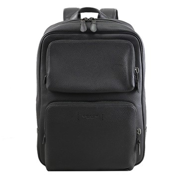 COACH C5323 荔枝皮革壓紋LOGO大容量商旅後背包.黑
