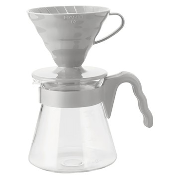 HARIO 好璃奧 V60手沖咖啡壺組 灰白色 VCSD-02-PGR  700ml  1組