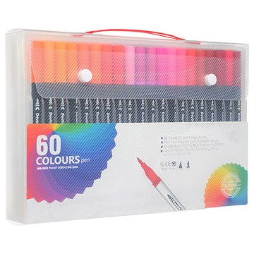 ANTIAN 兒童可水洗雙頭繪畫塗鴉馬克筆 黑桿 60色  1組