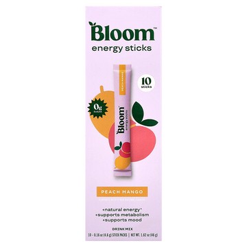 Bloom, 能量條，蜜桃芒果味，10 條，每條 0.16 盎司（4.6 克）