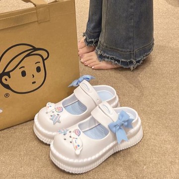 瑪麗珍洞洞鞋女夏季外穿可愛大耳狗增高厚底防滑兩穿包頭沙灘涼鞋
