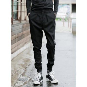 哈倫褲男修身黑色韓版潮流男士休閑小腳靴褲子春秋款潮牌束腳褲男