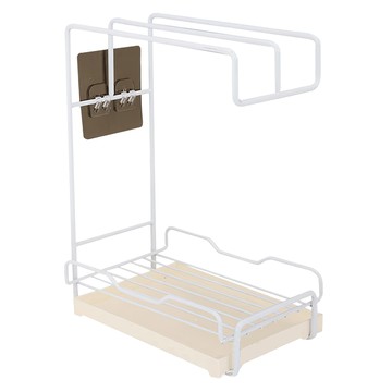 免打孔抹布晾曬瀝水架 高碳鋼電鍍烤漆 PP 無痕貼片  白色  1個