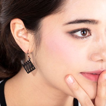 3D打印立方耳環 (黑色) | 幻覺系列