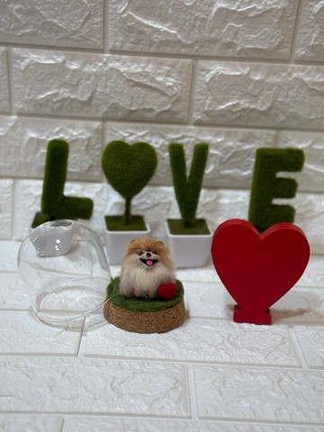 羊毛氈Q版松鼠犬迷你玻璃瓶