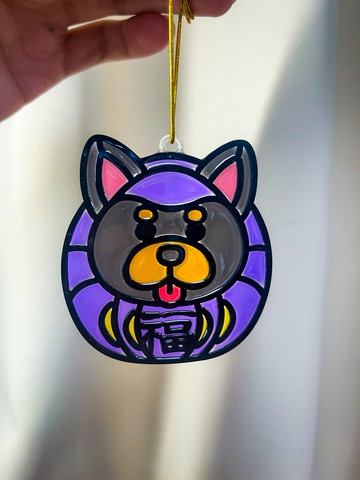 動物達摩(唐狗/浪浪 有眉點) 招財掛飾 多色開運 花窗玻璃風