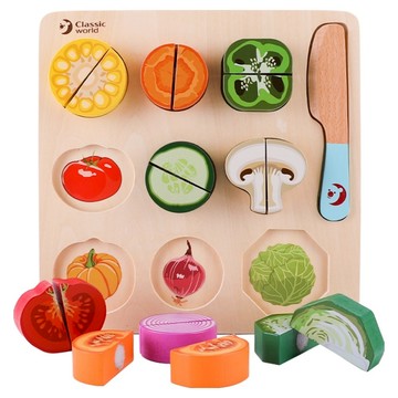 Classic WORLD 客來喜 蔬菜切切拼板 5011  原木色  1個  24 x 24 x 2.5cm