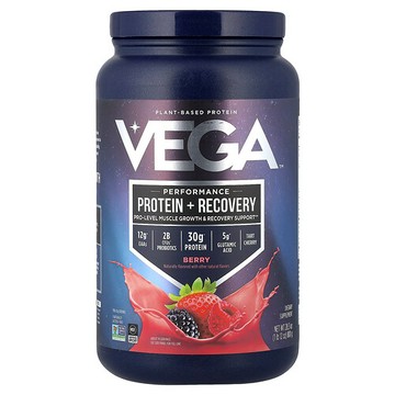 Vega, 植物基蛋白質，表現蛋白質 + 修復，漿果味，1 磅 12 盎司（801 克）