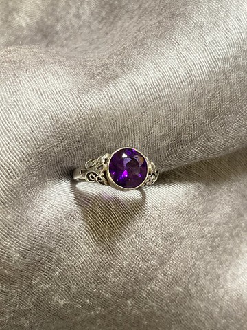 天然 紫水晶 戒指 尼泊爾 手工製 925純銀