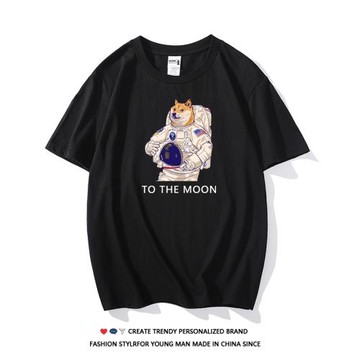 DOGECOIN狗狗幣t恤比特柴犬圖案圓領純棉短袖SHIB幣圈衣服大碼潮