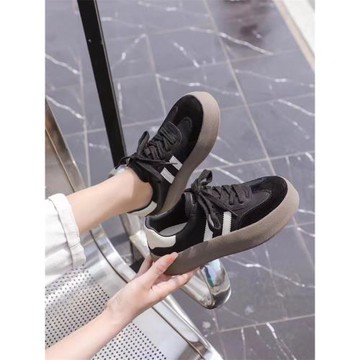 真皮小白鞋女2024秋季阿甘鞋百搭休閑板鞋百詩漫學生厚底女鞋9031