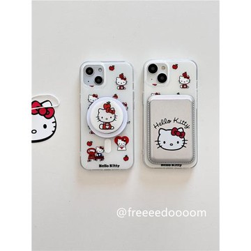 可愛KT貓咪適用iPhone17promax蘋果16手機殼15磁吸卡包13支架14少女心